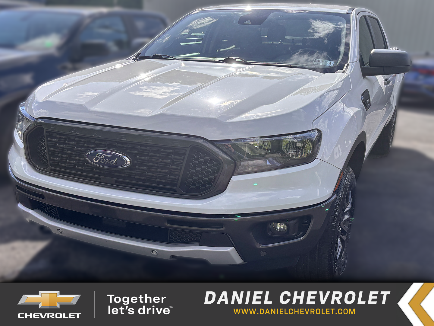 2021 Ford Ranger XLT in White — front three-quarter view